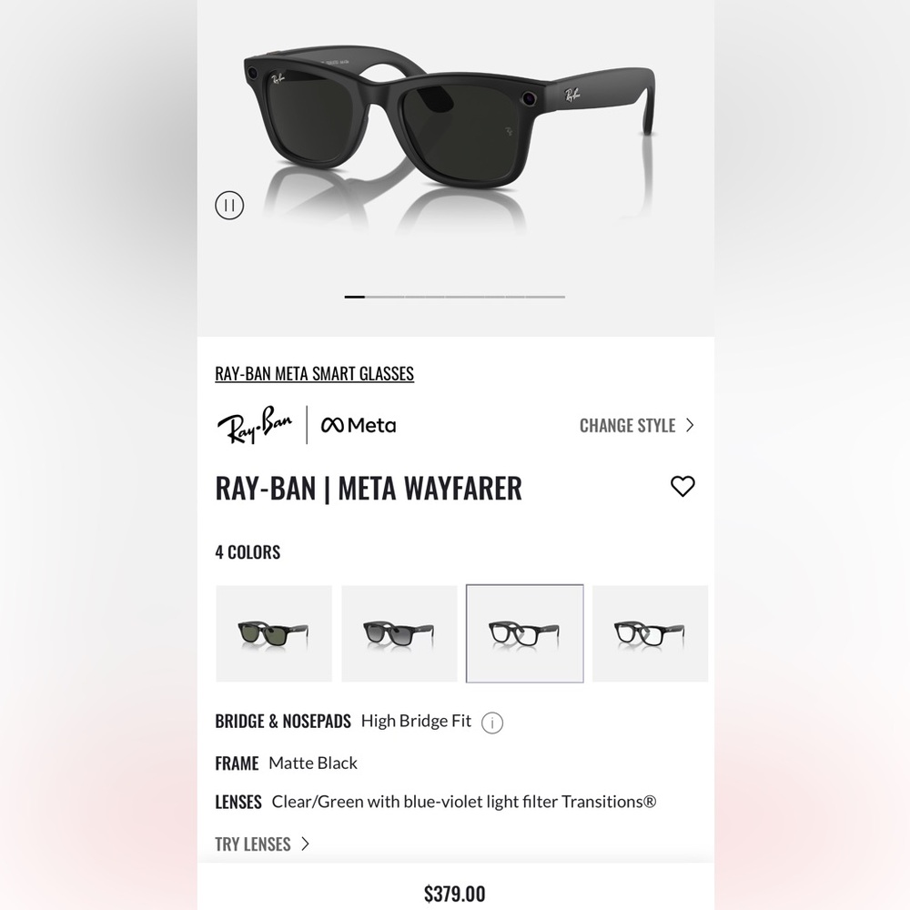 Ray-Ban Smart Glasses-Meta Wayfarer.